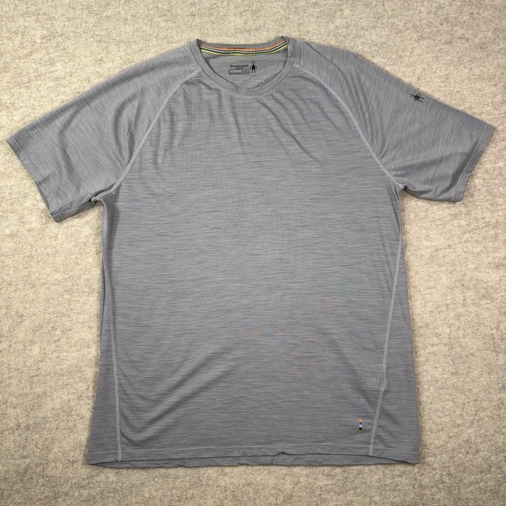 Smartwool Merino 150 Shirt Mens Large Gray Micro Stripe Base Layer Wool Hiking